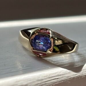 14k Gold Vintage Tanzanite and Spinel Ring